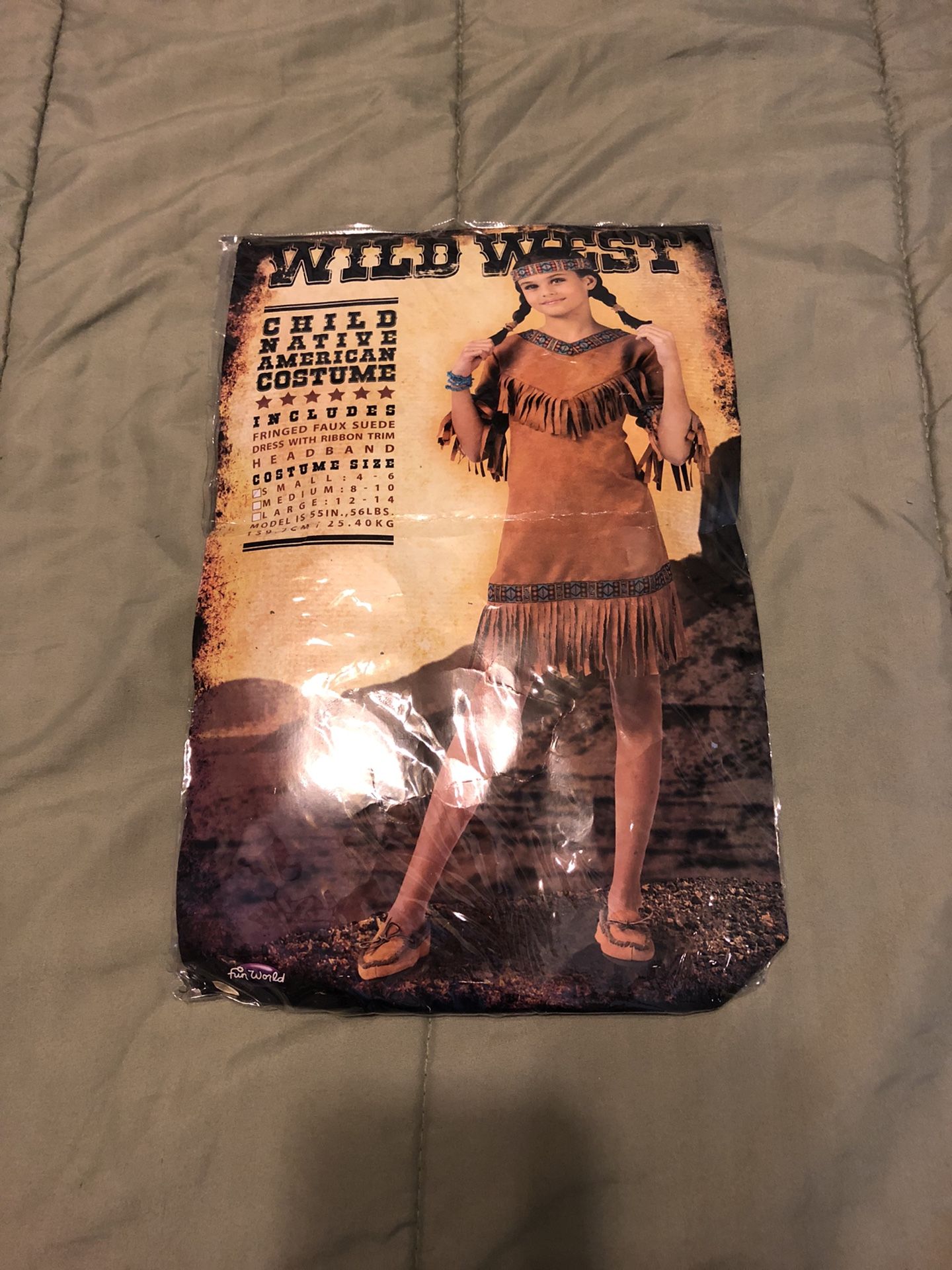 Fun World Native American Indian Maid Halloween Costume Size Girls 4-6 Complete