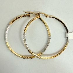 Two-Tone Gold Hoop Earrings