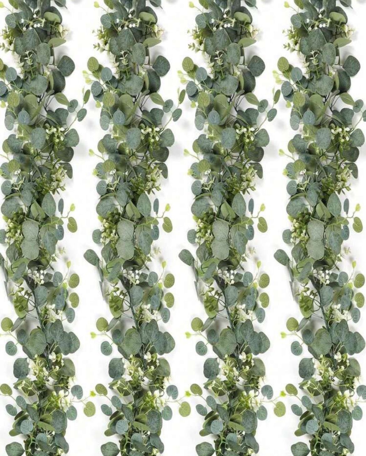 4 Pcs Of /  5.9FT Artificial Eucalyptus Garland With White Flowers Silver Dollar Eucalyptus Leaves Gypsophila Garland Artificial Greener