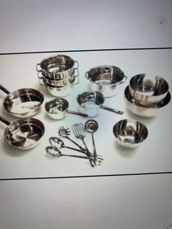 Stainless Steel Cookware- 20 piece Set- –MainStays- NEW