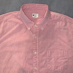 J Crew Size Large L Vintage Mens Shirt Pink Sunwashed Oxford Long Sleeve 😎