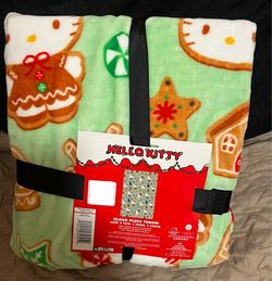 Hello Kitty Christmas Mint Gingerbread Blanket
