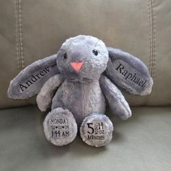 Personalized Stuffed Animal,  With Your Baby's Information. 