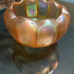 Rare Find: Vintage Or Antique Marigold Carnival Glass Bowl 6.5” Scalloped Rim