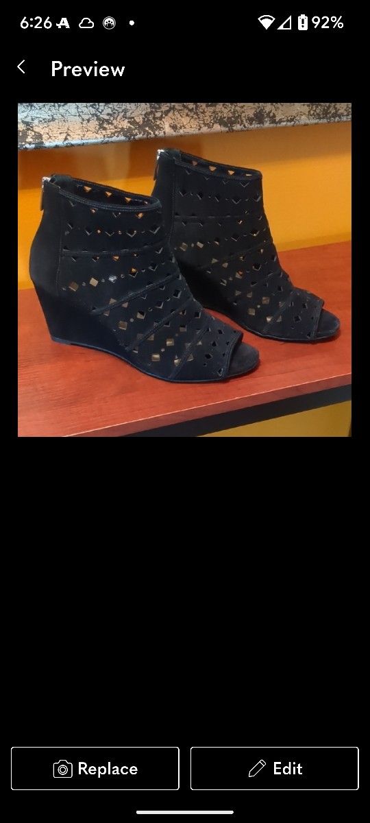 Michael Kors Black Wedge Peep-Toe Shoes