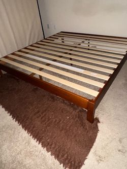 King Size Wooden Platform Bed Frame and Mattress