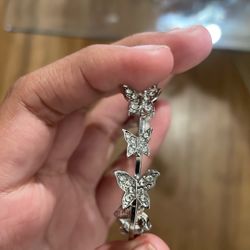 Hoop Butterfly Silver Earrings