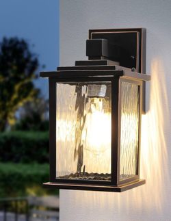 Oil-Rubbed Bronze Outdoor Light Fixture, 12'' Outside Lantern Wall Mount, Hardwired Exterior Sconce Lights for Porch, Front Door, Garage, Waterproof D