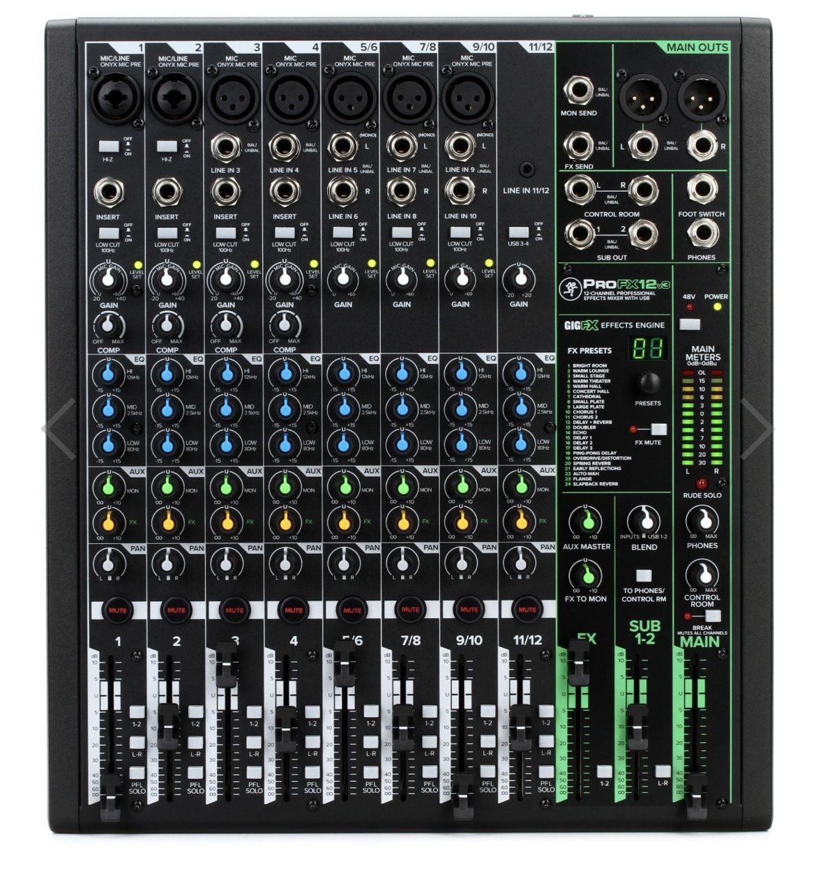 Mackie ProFX12v3 12-channel Mixer with USB and Effects