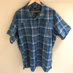 Patagonia XXL Bandito Shirt - Blue Plaid, Venting, Snap, Odor Control