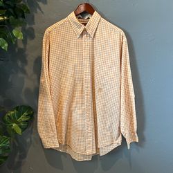 Vintage Tommy Hilfiger Gingham Shirt L Yellow Plaid Button Down Preppy Academia Indie