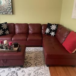 Great Red Leather Sectional Couch