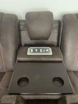 Gamer reclining brown sofa sectional/power source/usb/storage