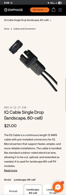 Enphase IQ Cable Single Drop (landscape, 60-cell)