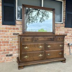 Vintage Ethan Allen Maple Dresser with Mirror