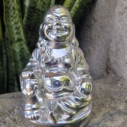Metallic Buddha Figurine, 6" Tall