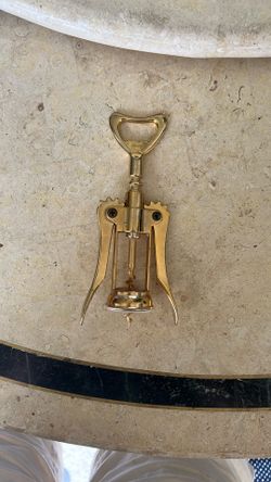 VINTAGE ITALIAN SOLID BRASS WINE BOTTLE OPENER WINGED CORKSCREW MADE IN ITALY