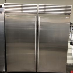 Sub Zero 72”wide Stainless Steel Built In Side By Side Refrigerator Columns 