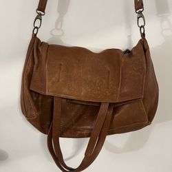 Bruno Rossi Firenze Brown Leather Slouchy Bag Brass Hardware