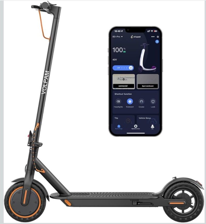 VOLPAM Adult Electric Scooter, 350W, 15 Miles, 19mph, Max 120kg Load