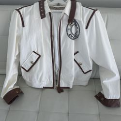 White and Brown Bomber Jacket