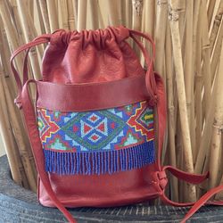 Vivian Sender Cherry Red Aztec Crossbody Bag
