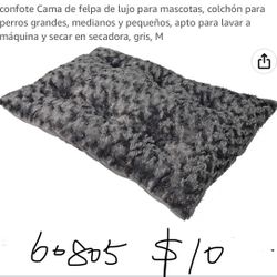 confote Cama de felpa de lujo para mascotas, colchón para perros grandes, medianos y pequeños, apto para lavar a máquina y secar en secadora, gris, M