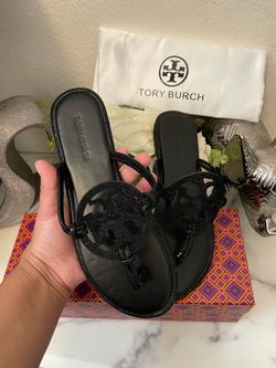 Black tory burch sandals for women