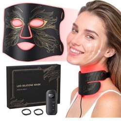 LED Light Therapy mask (E106A) Red Light Therapy for Face and Neck, 7 Colors Red Light Therapy Mask, Led Face Mask Light Therapy with 324 LED, 5 Brigh