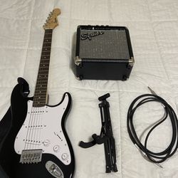 Fender stratocaster, Amp guitar stand and cable 