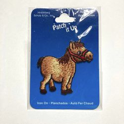 Brown Embroidered Pony Iron-On Patch