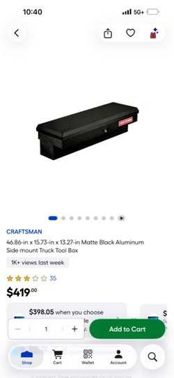46.86-in x 15.73-in x 13.27-in Matte Black Aluminum Side mount Truck Tool Box