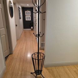 Black Metal Coat Rack + Umbrella Stand
