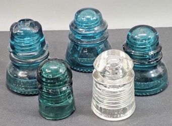5 Glass Insulators *CHIPPED OR CRACKED*