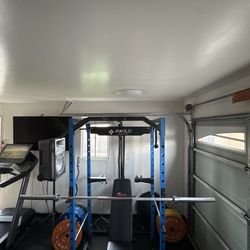 Complete Home Gym – Power Rack + 240lb Bumpers + Barbell