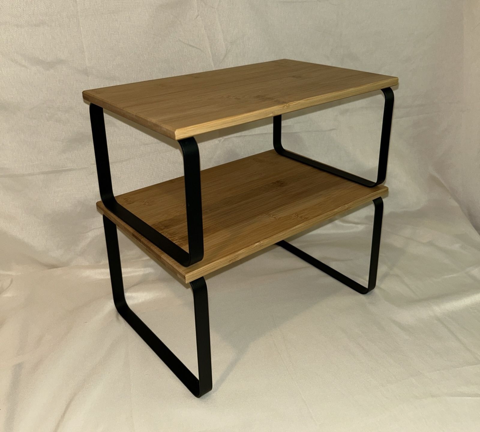 Cabinet Organizer, Expandable, Stackable, Storage Space Shelves, Beige, Set Of 2