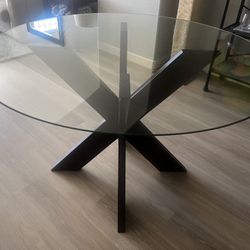 48” Glass Top Dining Table 