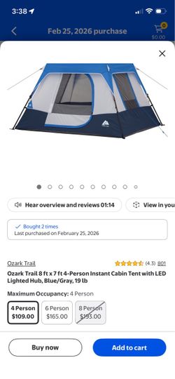 Ozark Trail 4-Person Instant Cabin Tent