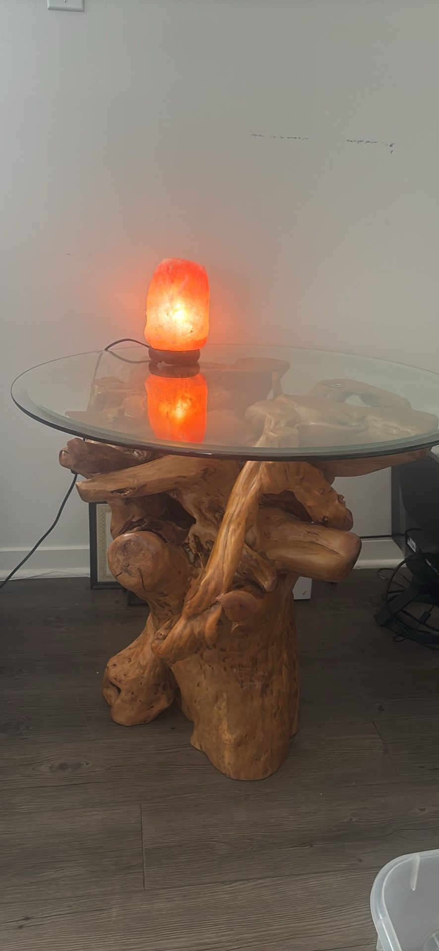 Raw Cedar Coffee Or End Table With Glass Top