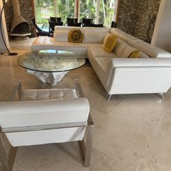 Beautiful Like New couch Sectional White Leather 