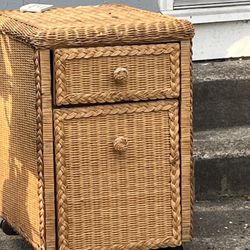 Wicker Cabinet and Side Table 