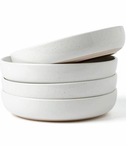 famiware Milkyway 33 oz Bowl Set, Pasta Bowls Set of 4, Salad Bowls Perfect for Your Friend for Housewarming, Thanksgiving, Christmas, White  Only Mee