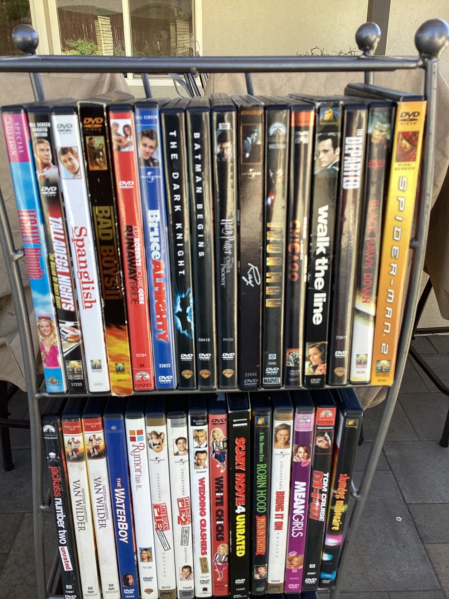 80 DVD Quality Movies +6 VHS Tapes + Nice DVD Rack Shelf