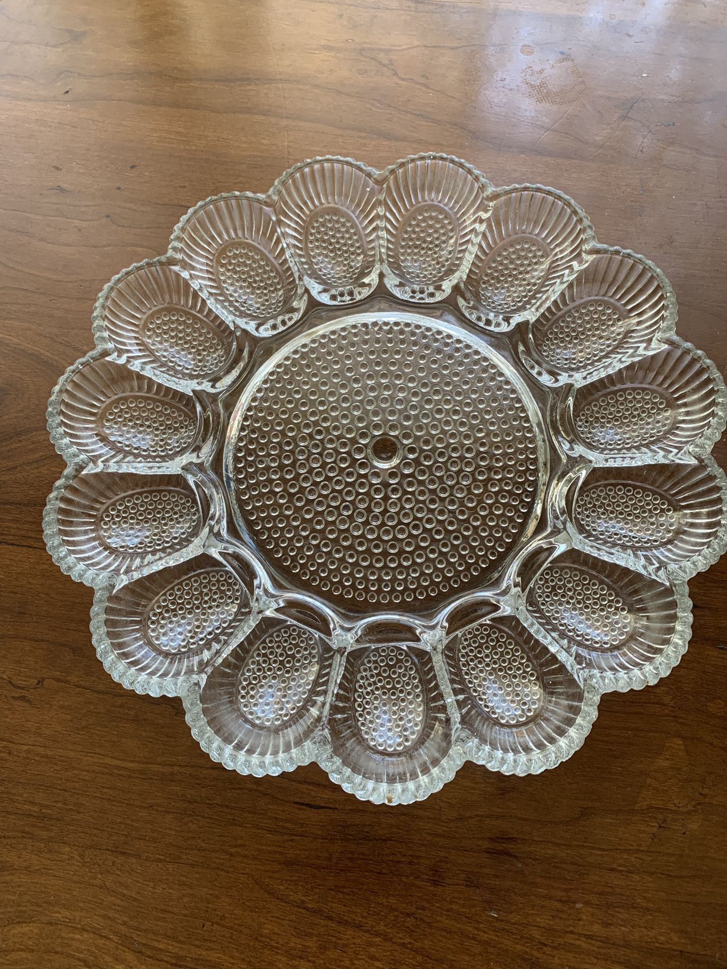 Hobnail Glass Deviled Egg Tray