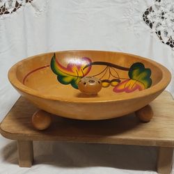 Vintage Painted Leaf Footed Nut Bowl 