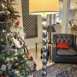 Sculptural Chrome Stacked‑Orb Floor Lamps, 72” Commercial‑Grade Statement  (2X)