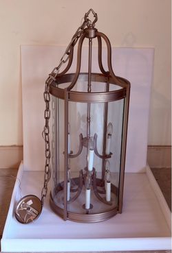 9-Light Brushed Nickel Foyer Lantern Chandelier – Entryway Hanging Light Fixture