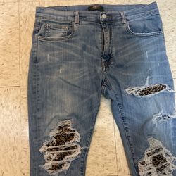 Amiri Leopard Thrasher Jeans 'Clay/Indigo'