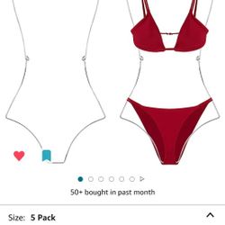  Swimsuit Hanger, 5 Pack Lingerie Hanging Rack, Top Swivel Hook, Foldable Design, Bathing Suit Bikini Display Swimwear Storage Closet Organizer for Co