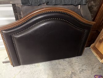 - Queen Canopy Bed w/ leather headboard & matching dresser w mirror 